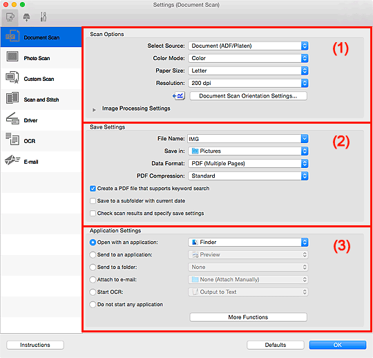 figure: Settings dialog